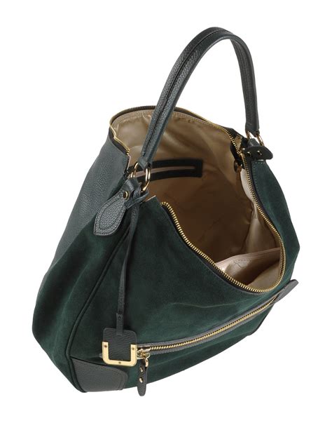 versace collection dark green leather handbag